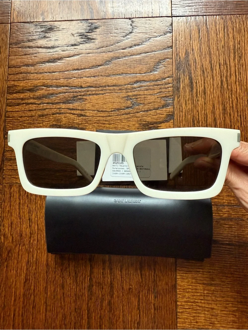 Saint Laurent Ivory Rectangular Sunglasses